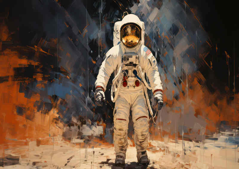 Astronaut standing in space painted style | Poster
