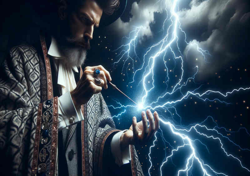 Electrifying Enchantment a wizard in deep concentration | Poster