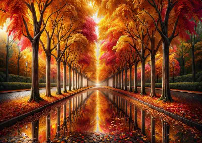 Falls Finery a treelined avenue in the heart of autumn | Poster