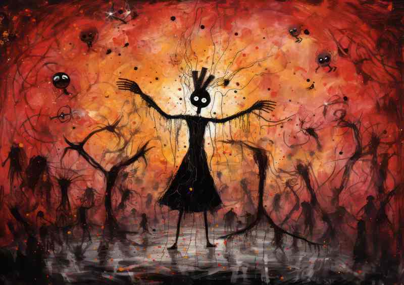 Halloween collection black silhuoet orange background | Poster