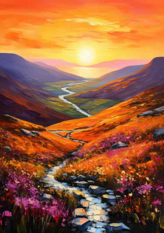 Lovely setting sun amist the oranges and purples | Di-Bond