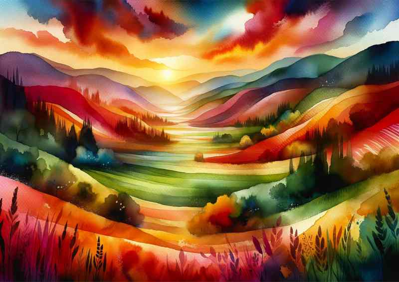 Vibrant design portraying a valley | Metal Poster