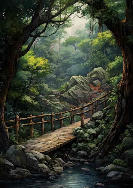 A Bridge nestles in the forest | Poster
