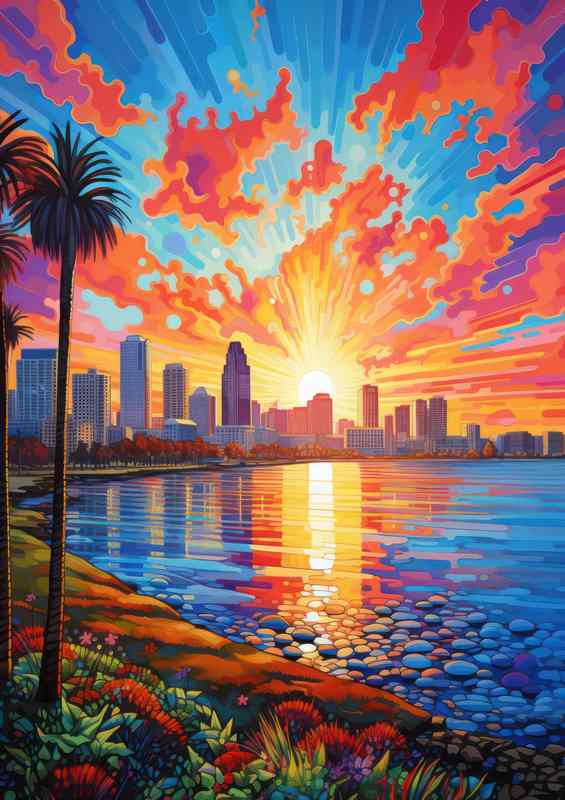 San Diego Bay as the sun is setting | Poster