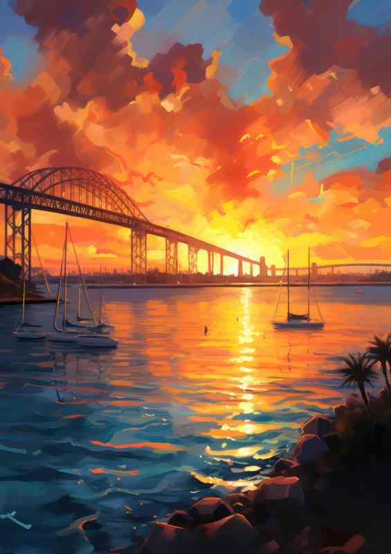 San Diego sea line with the setting suns reflections | Metal Poster