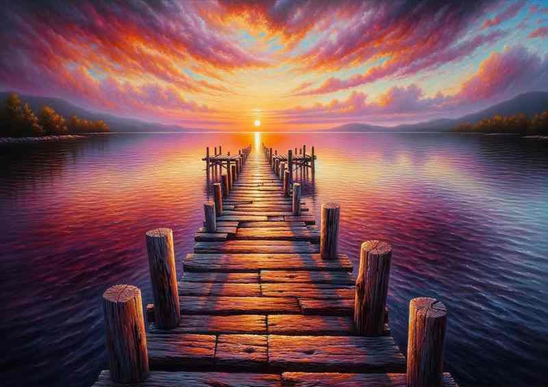 Sunset Serenity a rustic wooden jetty | Poster