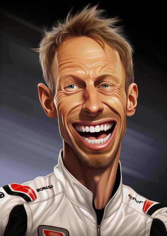 Caricature of Jenson Button F1 driver | Canvas