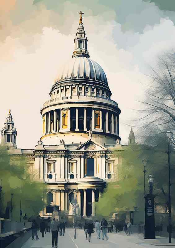 London church saint pauls watercolour style | Di-Bond