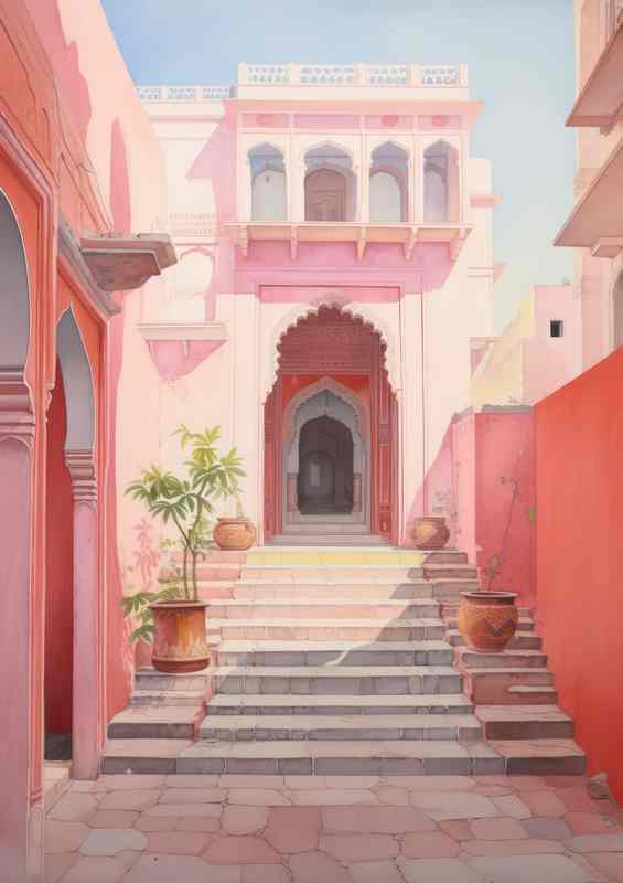 The Pink House with a elegant entrance | Canvas