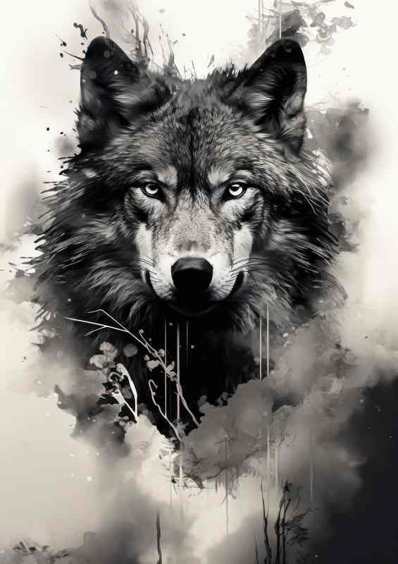 Black and white lone wolf | Canvas