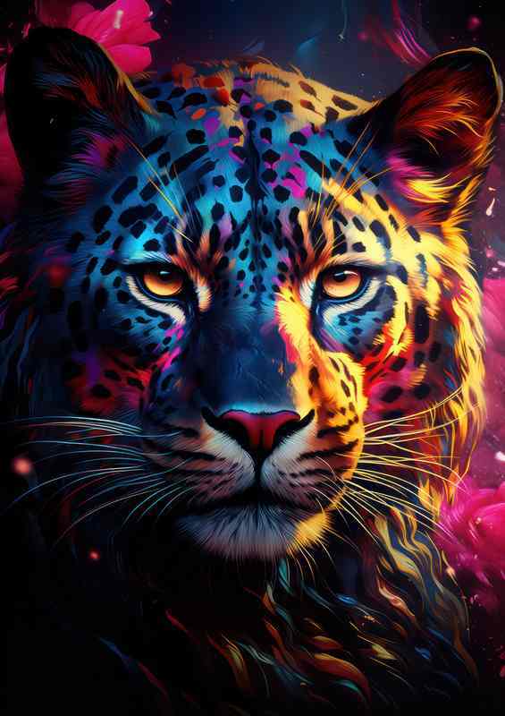 Colourful Leopard with bright eyes | Canvas