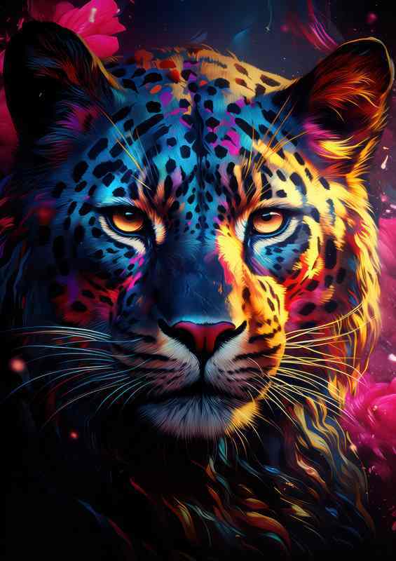 Colourful Leopard with bright eyes | Di-Bond