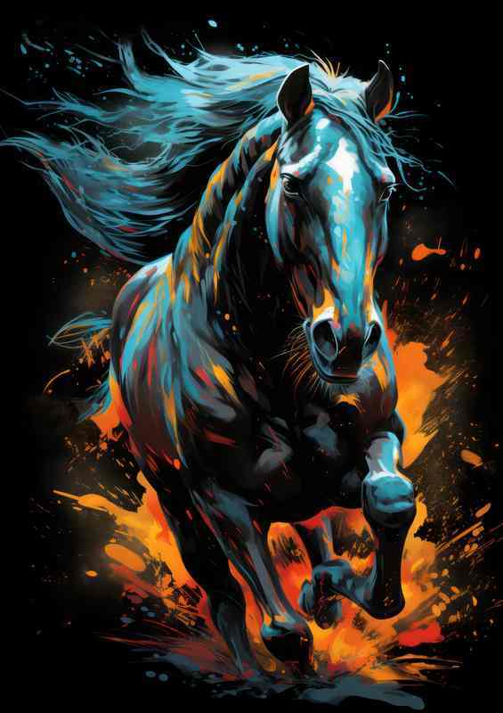 Colourful horse running splash of colour | Canvas