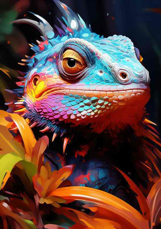 Lizard peeking out of the folliage | Di-Bond