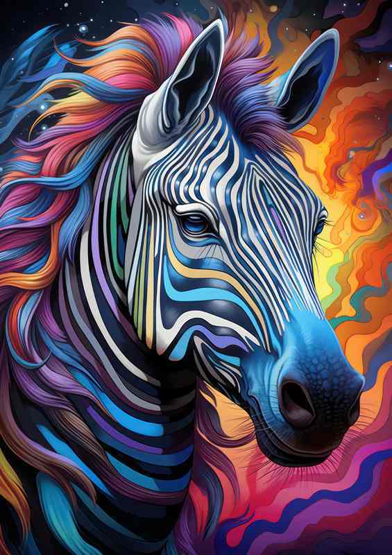 Wonderful pose of a zebra in splendid colours | Canvas