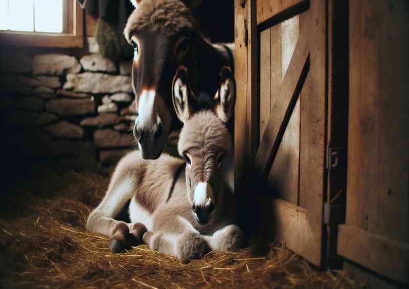 Barnyard Baby - Donkey Nestled with Mother