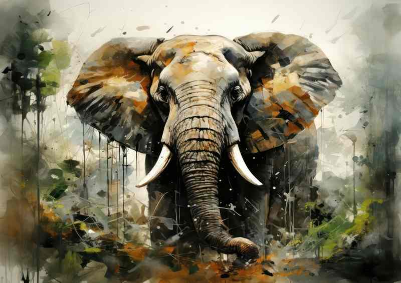 Big Elephant in the forest in a painted style | Poster