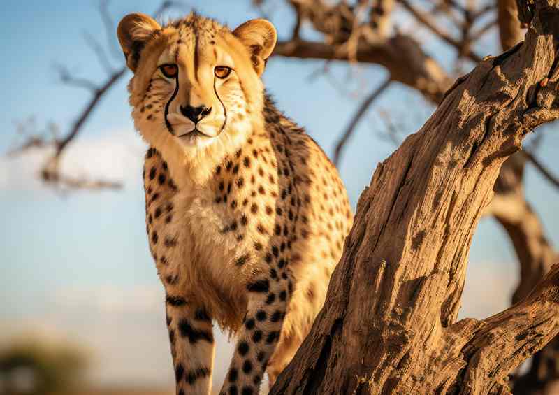 Cheetah kenya standing on a tree branch | Canvas