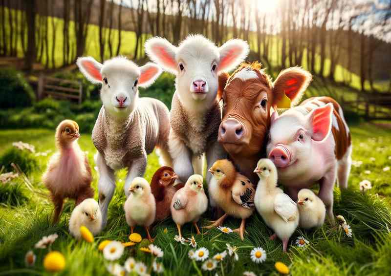Farmyard Fledglings Baby Animals | Metal Poster