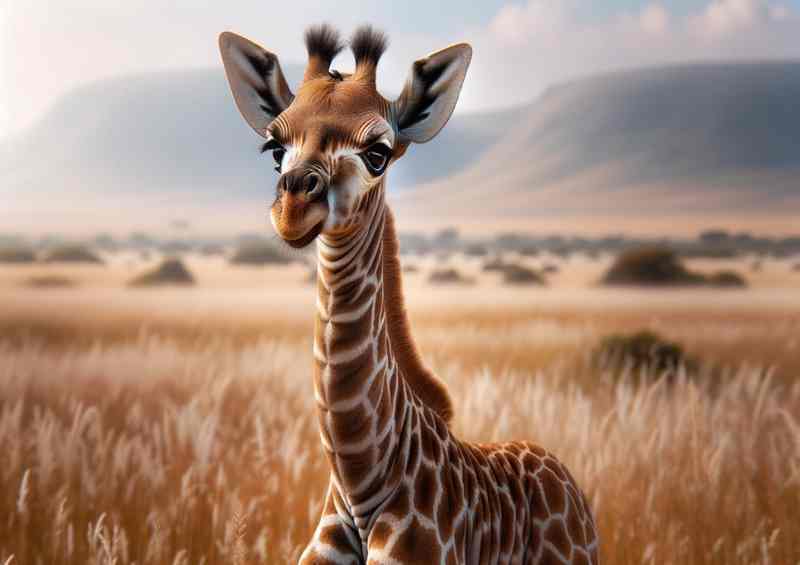 Gentle Giants Offspring baby giraffe standing tall | Poster