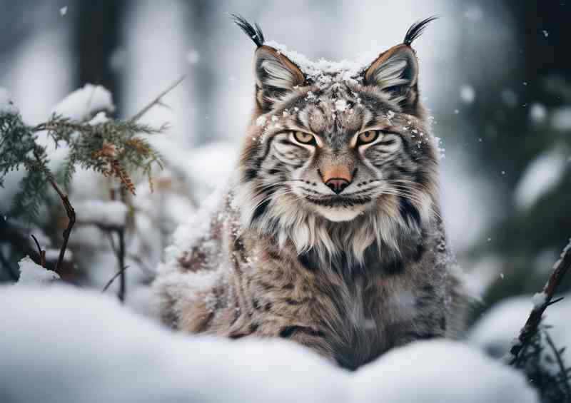 Lynx in finland in the snow | Poster
