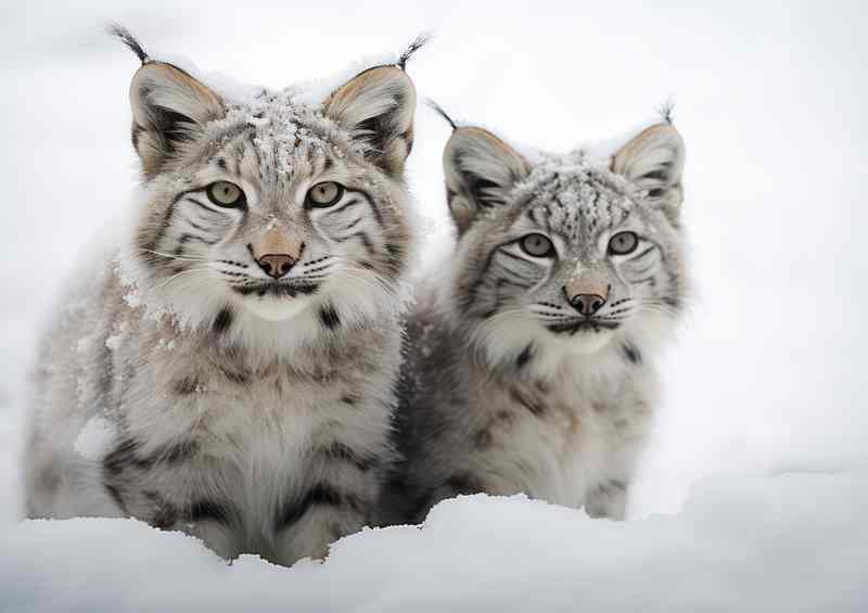Lynx in Snow Poster | Amazing Cats Pair