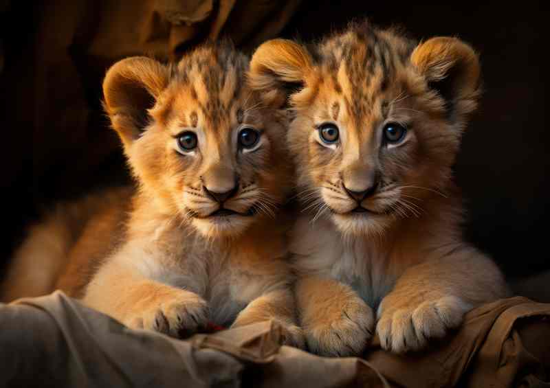 Pair of lion cubs kenyan africa | Canvas