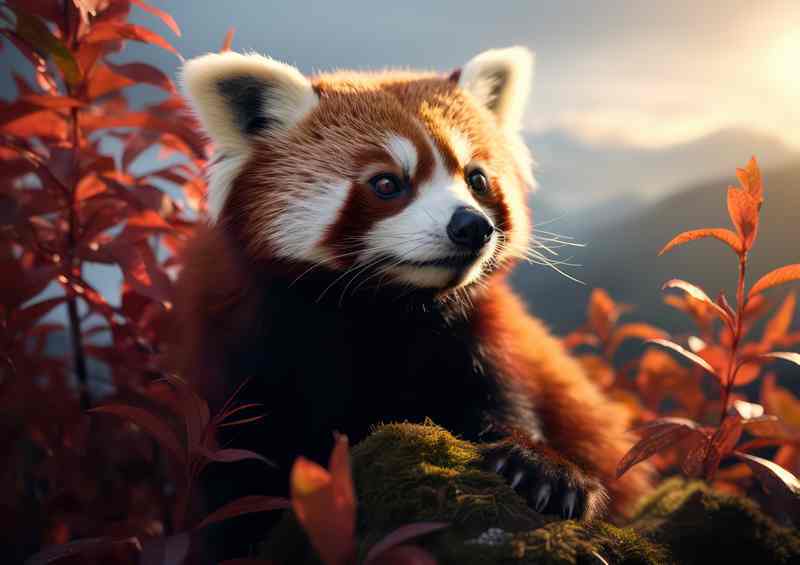 Red Panda in the mountains basking in the sun | Di-Bond
