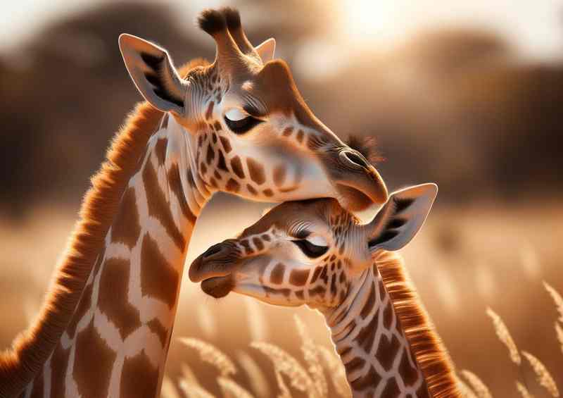 Savanna Sweetheart a baby giraffe nuzzling its mother | Canvas