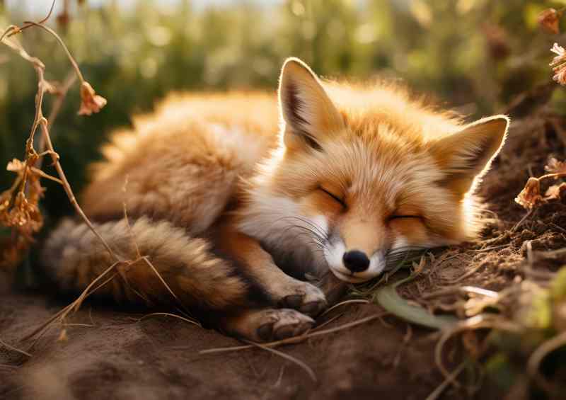 The Little Red Fox Laying down sleeping | Canvas