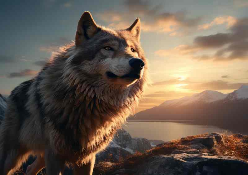 Wolf On top of the mountains | Di-Bond