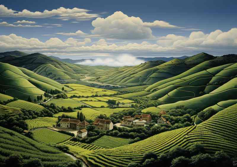 A View of the farm in the vally | Canvas