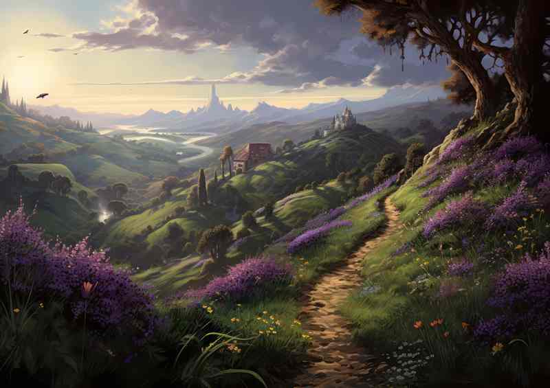 Heather againsed the path on the hills | Poster