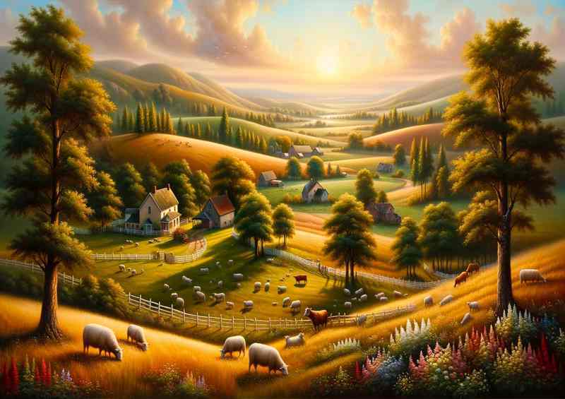 Pastoral Peace a serene countryside scene | Metal Poster