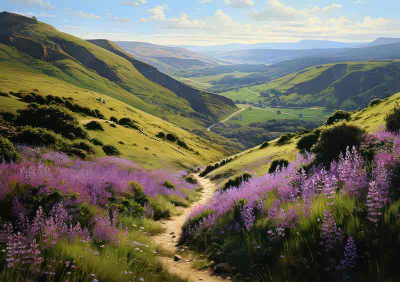 Trail through the mountain tops with lush green grass | Di-Bond
