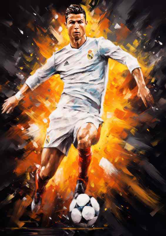 CR7 Poster - Painted Art Style: Ronaldo with Ball