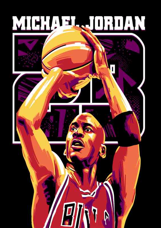 Michael Jordan shooting hoops | Metal Poster
