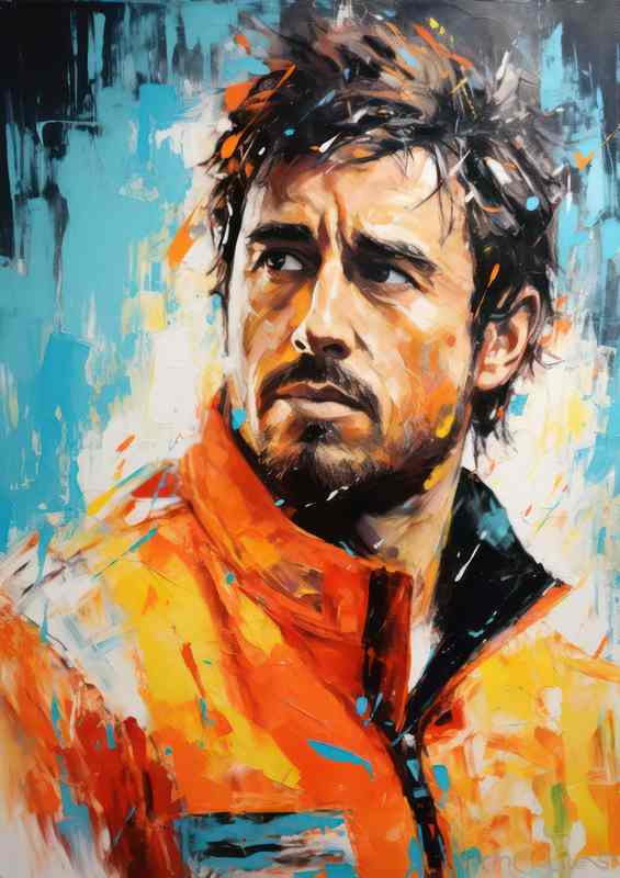 Fernando Alonso Formula one racing driver portrait | Poster