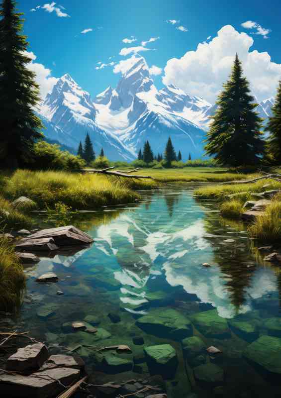 Teton Mountains Reflected in Water - Di-Bond