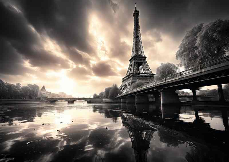 Black And White Image Of Paris Effiel Tower | Di-Bond
