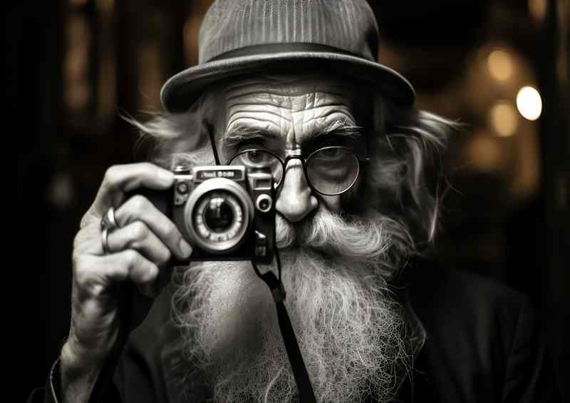 Black And White Man Taking A Photo | Canvas