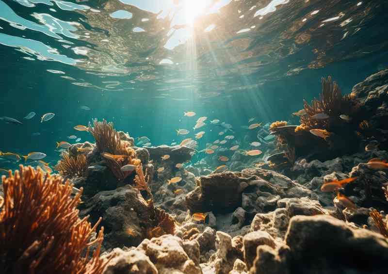 Sunray Fish & Coral | Metal Poster