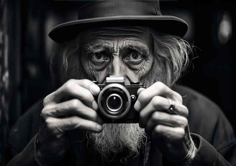 Old Man Taking A Black And White Photo | Di-Bond