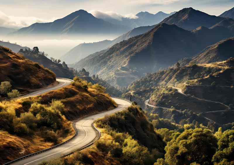 Open Road Twisting And Turning Through The Mountains | Di-Bond