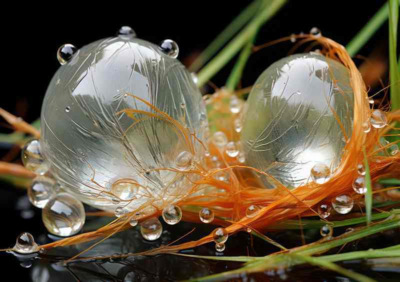 Rain Drops Settled On Some Fetahers | Metal Poster