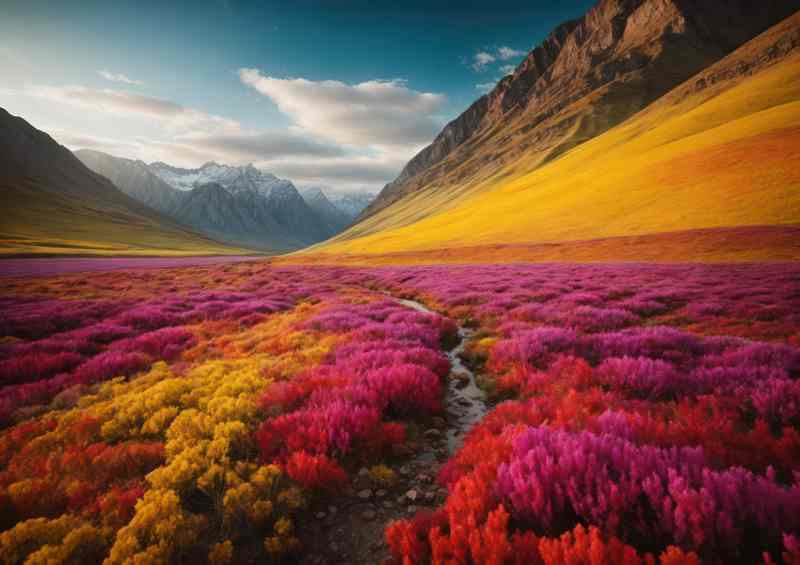 The Colourful Fiels Amist The Mountains | Canvas