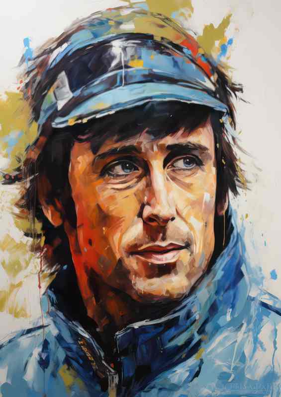 Jackie Stewart Formula one racing driver portrait | Poster