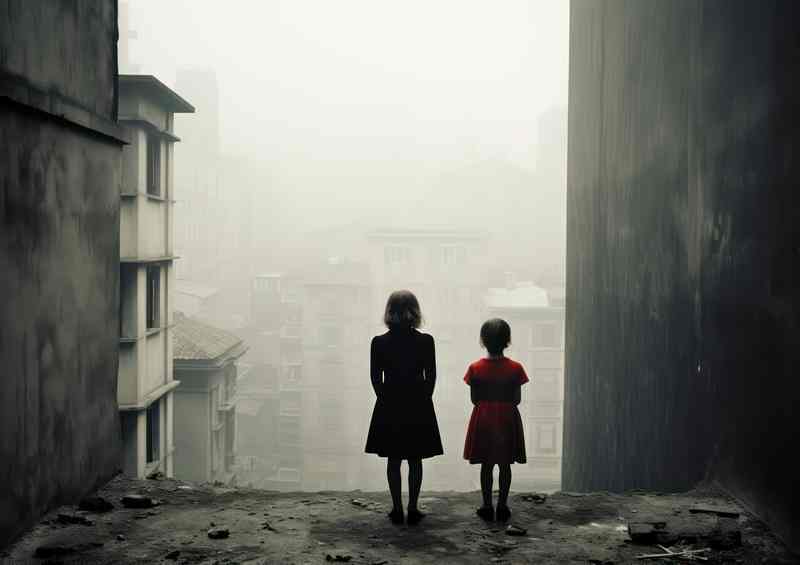 Two girls standing in the city | Canvas