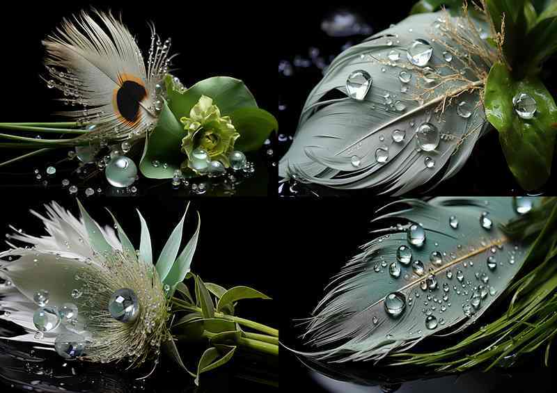 Water droplets on four featehrs | Canvas