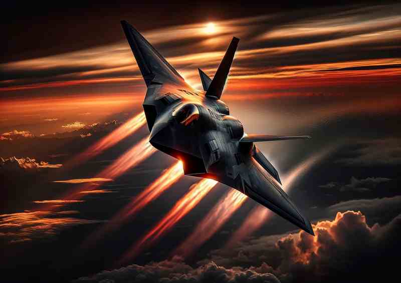 Fighter Jet Mastery at Dusk a high speed stealth fighter jet | Canvas